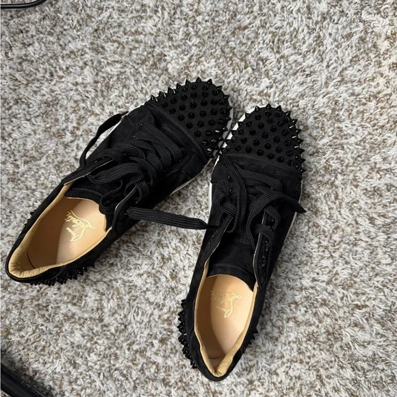 Christian Louboutin Black Suede Spiked Sneakers